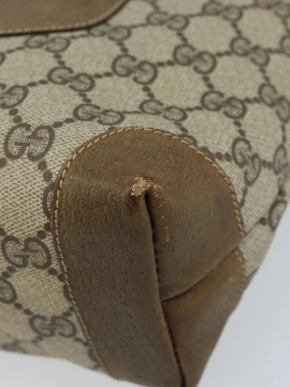 GUCCI GG Supreme Tote Bag PVC Beige Gold Auth gh1804 - Picture 10 of 15